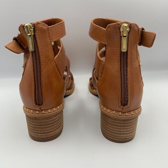 PIKOLINOS Blanes Heeled Block Sandals With Zipper Brandy/Brown Size 9-9.5 - Picture 5 of 12